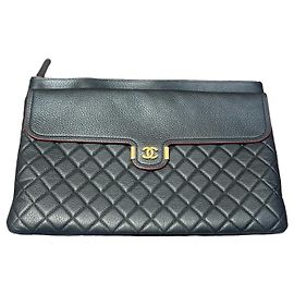 Chanel Gesteppte Leder-Clutch Schwarz