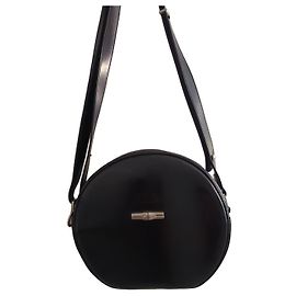 Longchamp Borsa a Tracolla Rotonda in Pelle Nera Nero