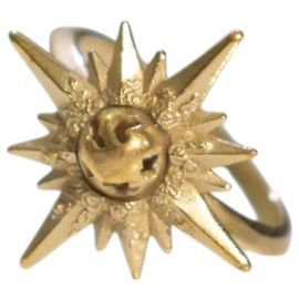 Bague Dior Médaillon Soleil Étoilé Finition Dorée, Taille M Doré