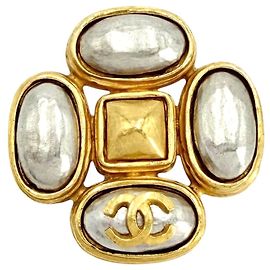 Spilla Chanel Vintage Oro e Argento Argento D'oro
