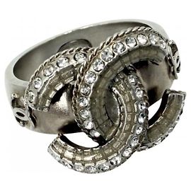 Chanel Rhinestone Band Ring Other