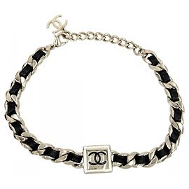 Chanel Coco Mark Choker Necklace Black Golden