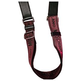 Moschino Milano Monogram Leather and Canvas Shoulder Strap Black Prune