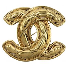 Broche Chanel Vintage Matelassé Gold Doré