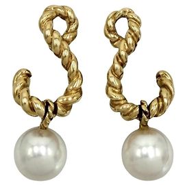 Tiffany & Co. 18K Gelbgold Perlen-Drop-Ohrringe Andere