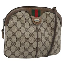 Borsa a Spalla GUCCI GG Supreme Web Sherry Line PVC Beige 904 02 047 Auth BA13710 Beige