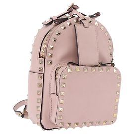 VALENTINO Studs Backpack Leather Pink Gold Auth BA13535 Pink Golden