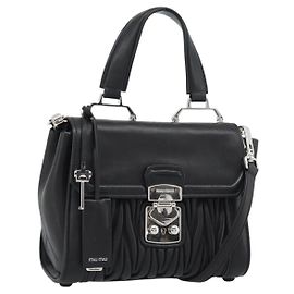 Borsa Miu Miu Matelassé in Pelle 2way Nero Argento Auth 189898SM Nero Argento