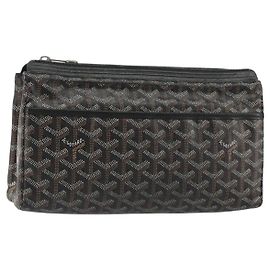GOYARD Clutch Herringbone in PVC Nero Argento Auth bs35893 Nero Argento