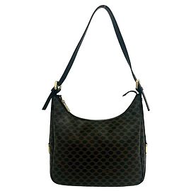 Céline Celine Macadam Blazon Triomphe Logo Pattern Semi-Shoulder Tote Tasche Braun Schwarz