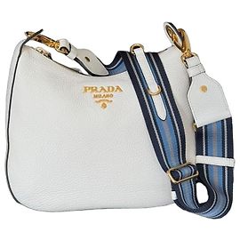 Prada Bolsa Hobo Vitello Phenix Branco