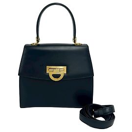 Céline Borsa Celine Vintage Logo Hardware in pelle di vitello Blu navy