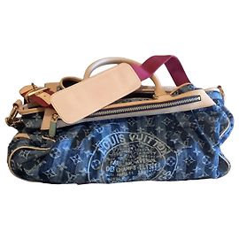 Louis Vuitton Monogram Denim Keepall Bandouliere 50 Blue Beige