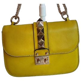 Valentino Garavani Borsa Rockstud Lock Flap - Pelle Giallo Lime Giallo