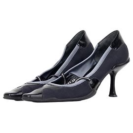 Prada SS00 Square-Toe Neoprene Mary-Jane Kitten Pump Heels Black