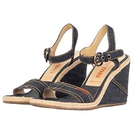Espadrilles Miu Miu 2000s em denim com salto plataforma Azul