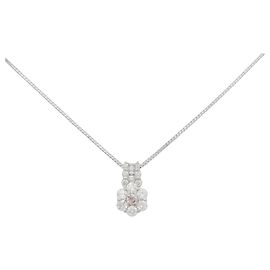 Autre Marque Pt900 Pt850 Pink Diamond Platinum Necklace Pink