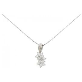 Autre Marque Platin-Diamant-Halskette Silber