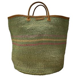Autre Marque The Basket Room Bolsa Tote de Sisal Verde Rosa Verde Amarelo Castanho claro
