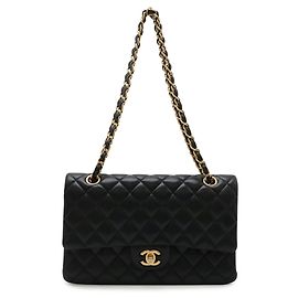 Borsa a tracolla Chanel Matelassé 25 Coco Mark Double Chain Nero