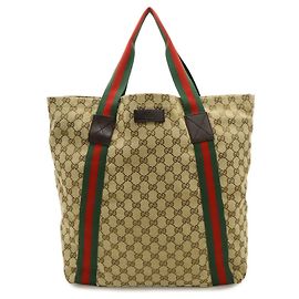 Borsa Tote Gucci GG Canvas Sherry Line Rosso Beige Verde Cachi