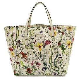 Borsa Tote Gucci Flora bianca e gialla floreale pelle e tela Bianco Multicolore Giallo
