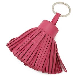 Porte-clés Carmen Hermès en cuir Agneau Milo rose Rose