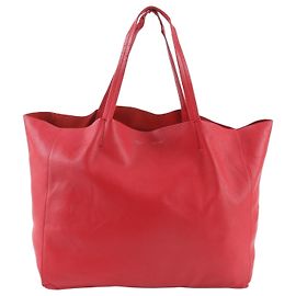 Céline Celine Horizontal Cabas Red Leather Tote Bag Red