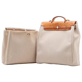 Hermès Hermes Herbag GM Toile H Leather Shoulder/Tote Bag Beige