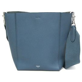 Céline Borsa a tracolla in pelle da donna Celine Sangle Small Bucket Blu