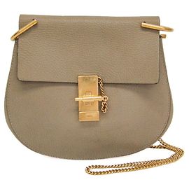 Bolsa de ombro de couro Chloé Drew 3S1031 para mulher Cinza