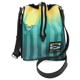 Louis Vuitton Damier Stripe Sac Marant Messenger Bag Noir Vert Jaune