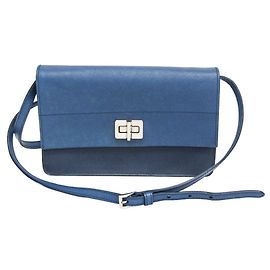 Prada Saffiano BT1020 Chain/Shoulder Wallet Blue