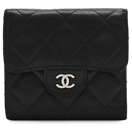 Chanel Matelassé Coco Mark Bi-fold Wallet Black