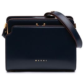 Marni Blue Medium Leather Trunk Reverse Crossbody Bleu Bleu Marine