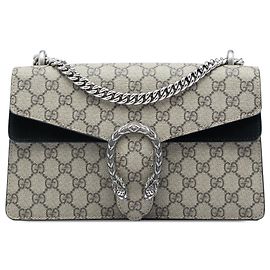Bolsa de Ombro Gucci Beige Medium GG Supreme Dionysus Bege