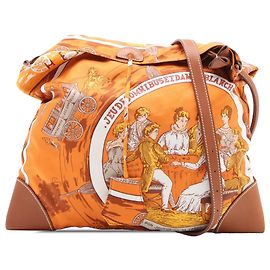 Hermès Silky City PM em seda laranja e Barenia Jeu des Omnibus et des Dames Blanches Laranja