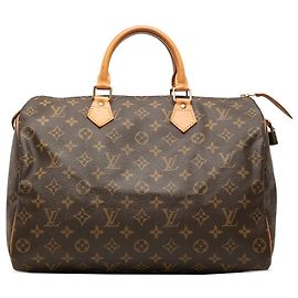 Louis Vuitton Marrom Monogram Speedy 35 Marrom