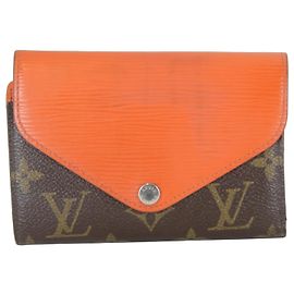 Carteira Louis Vuitton Portefeuille Marly Tri-fold Wallet Marrom Laranja Monograma