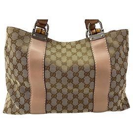 Sac cabas Gucci Bamboo Rose Rose Beige
