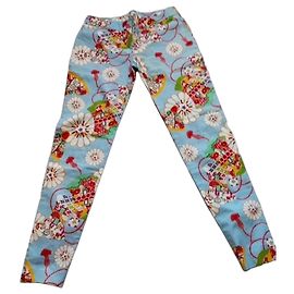 Cacharel Calças com padrão floral azul celeste Branco Vermelho Azul Outro Verde Amarelo