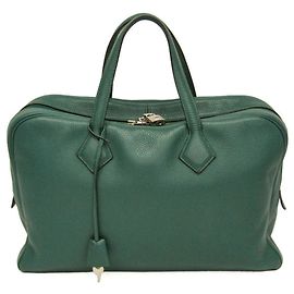 Hermès Hermes Victoria II Clemence 40 Vert