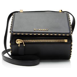 Pochette Pandora Box Mini avec bordure en chaîne en cuir Givenchy Noir