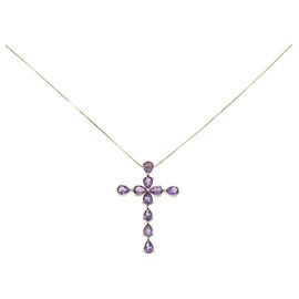 Autre Marque Collier Croix Améthyste Au750 Violet