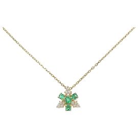 Autre Marque Collana con smeraldo e diamanti Au750 D'oro