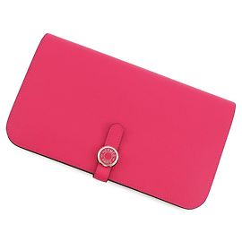 Hermès Cartera larga Duo Dogon GM Hermes Rosa
