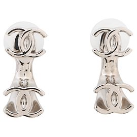 Chanel Silver Stud Earrings Silvery