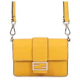 Pochette Micro Flat Baguette in pelle gialla Fendi Giallo