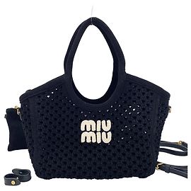 Borsa Miu Miu Ivy Mesh in nero Nero