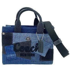 Coach Denim Patchwork 2-Way Handbag Navy blue